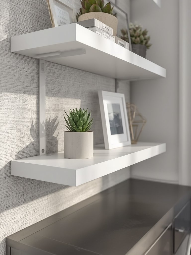 floating shelves in action