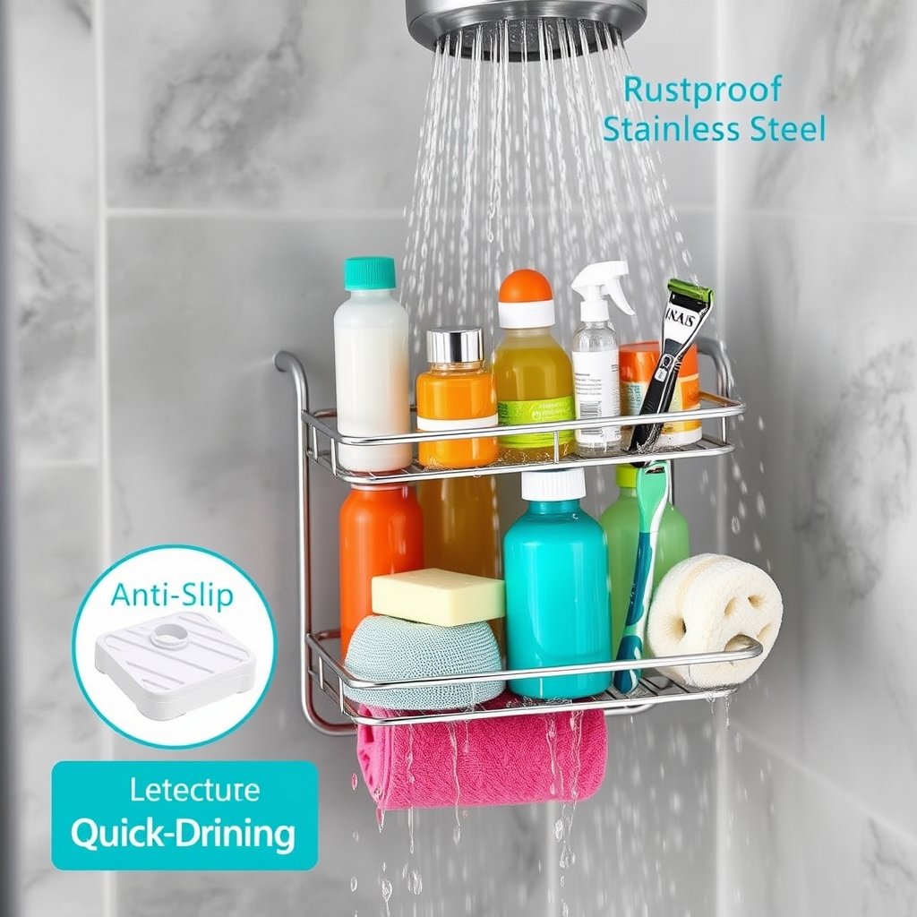 shower caddy in action